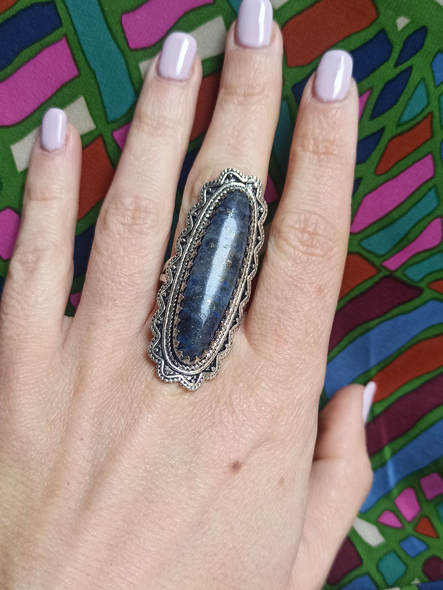 Long oval boho band ring