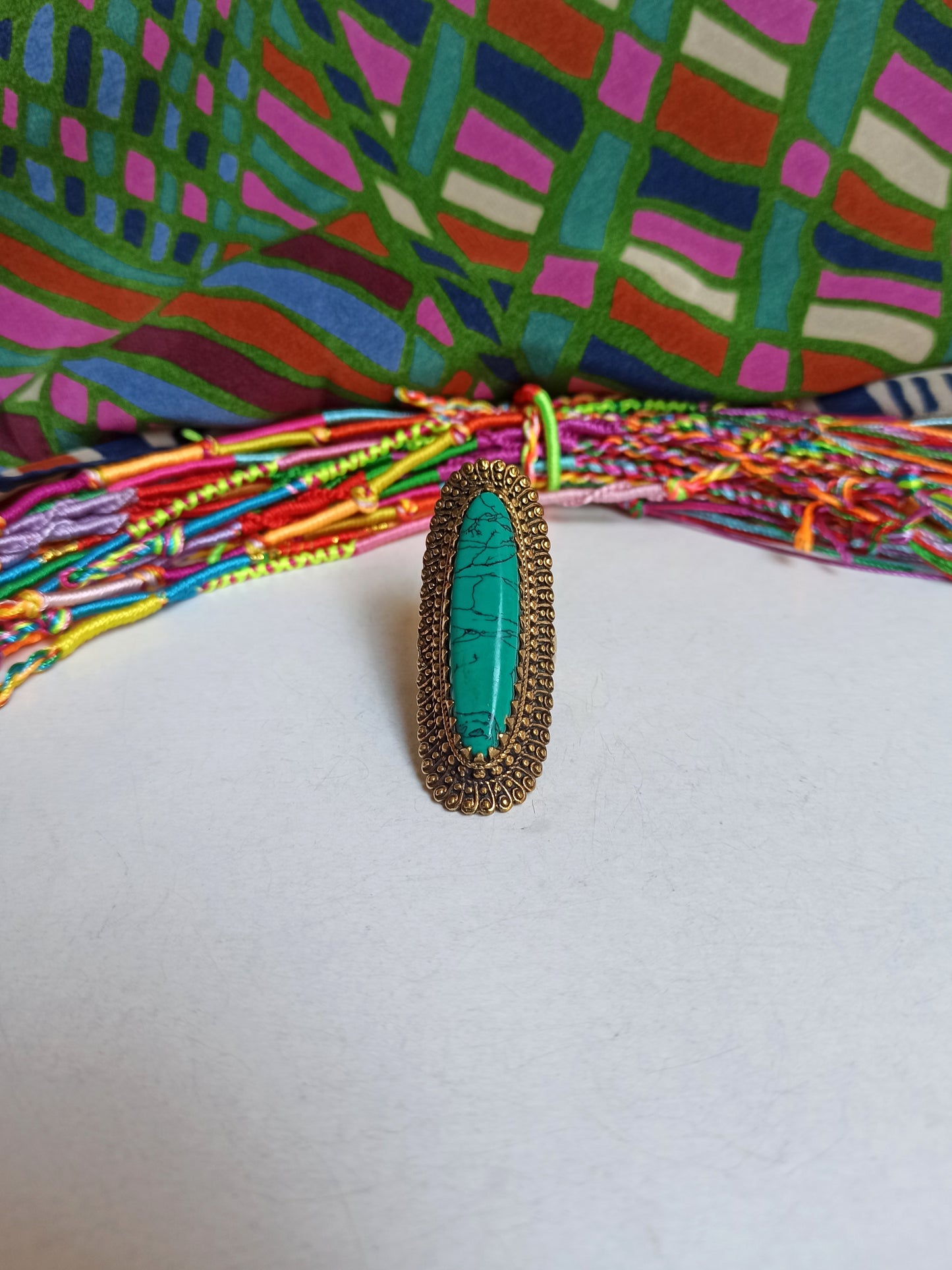 Long oval boho band ring