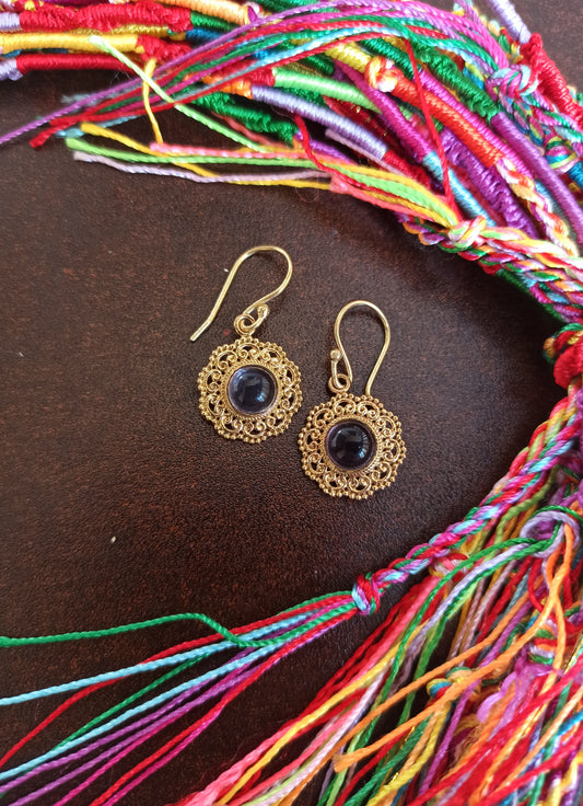 Small lace golden boho earrings