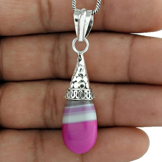 925 silver striated agate pendant