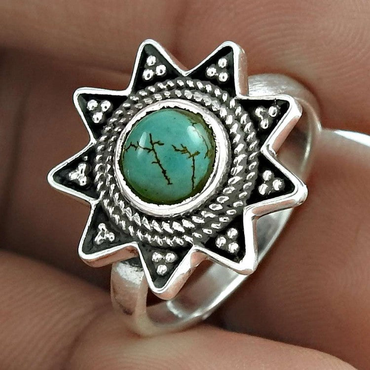 925 turquoise silver ring with tips