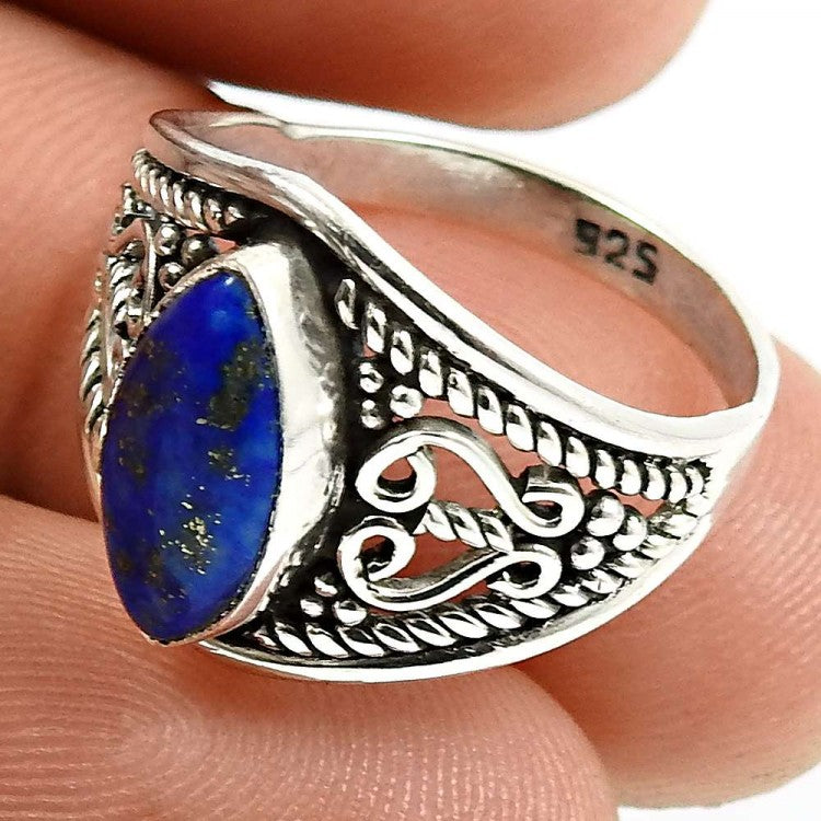 Oval Lapis Lazuli band ring