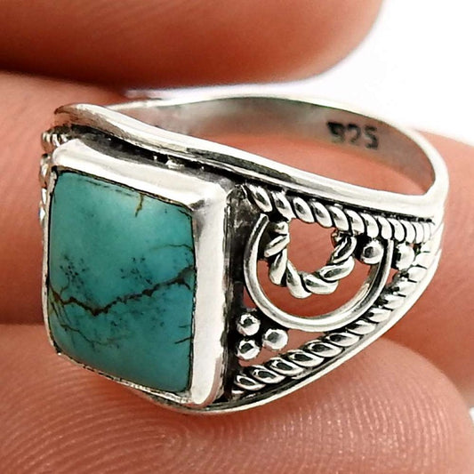 Square turquoise band ring