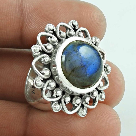 Flower labradorite ring