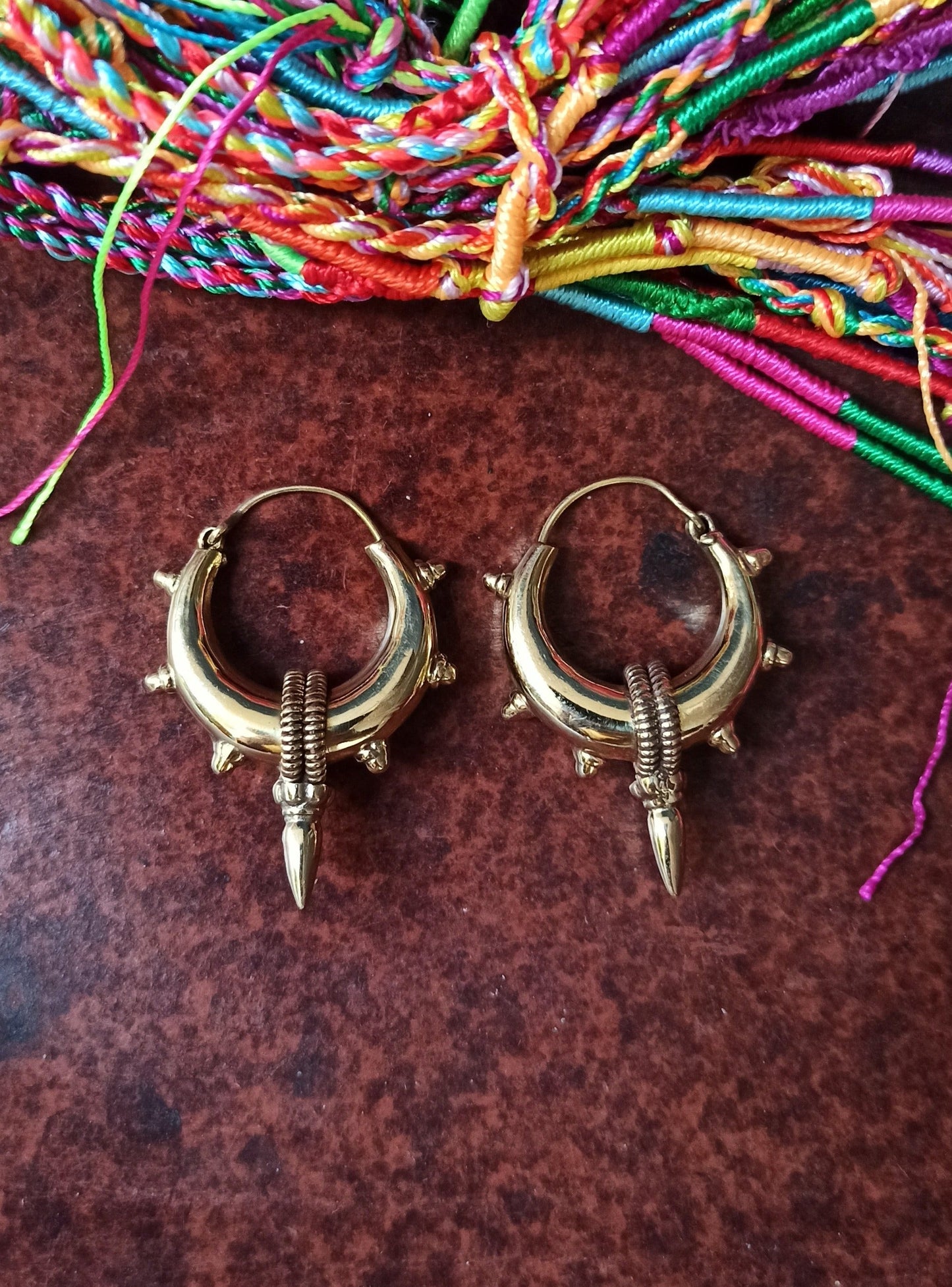 Medium pointed domed boho earrings