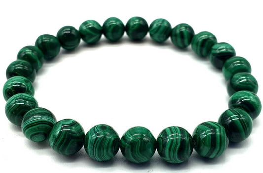 Dark malachite hard stone stretch bracelet