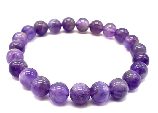Stretch bracelet with light light amethyst semiprecious stones