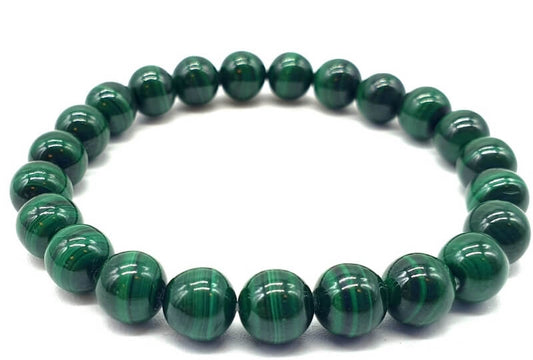 Light malachite hard stone stretch bracelet