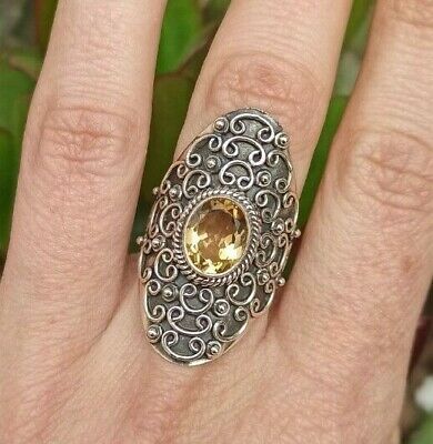 925 silver citrine quartz lace ring