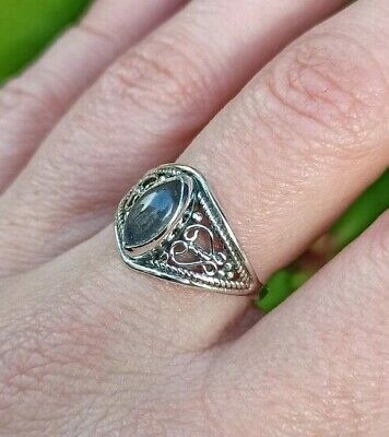 Oval labradorite silver 925 band ring