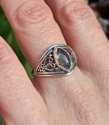 Oval labradorite silver 925 band ring